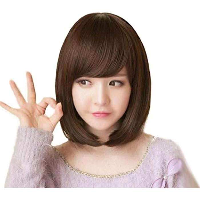 DILLARDS Fashion Trend Short Straight Hair Wig Oblique Bangs For Women Brownyuturoaa60318 - Image 3